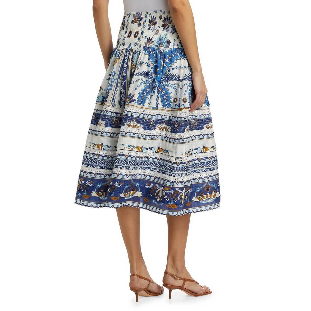 NEW FARM RIO ana tapestry cotton midi skirt in blue/white - Picture 4 of 7